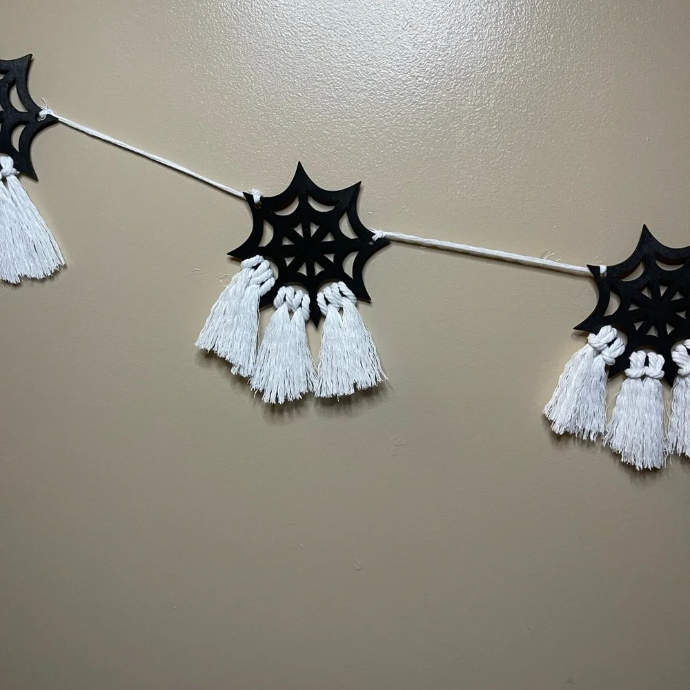 Macrame cobweb Halloween garland